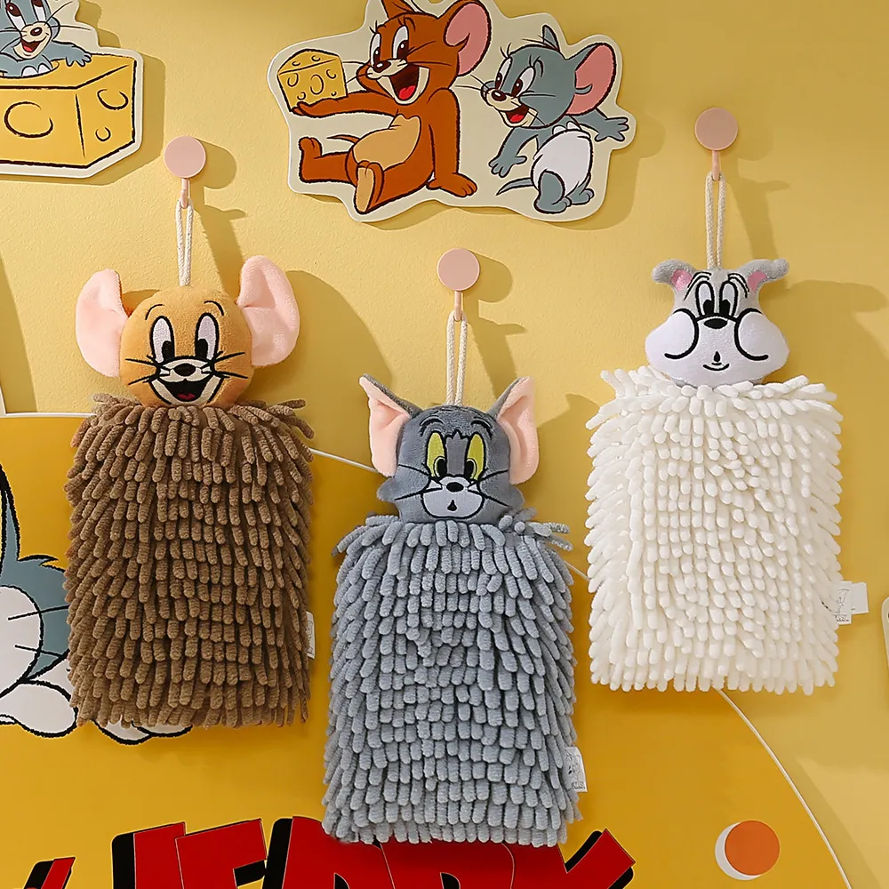 Cute Cartoon Chenille Kitchen Hand Towel for Kids – Soft Absorbent Washcloth, Quick-Dry Hanging Towel, Adorable Children's Cleaning Cloth for Home Use
